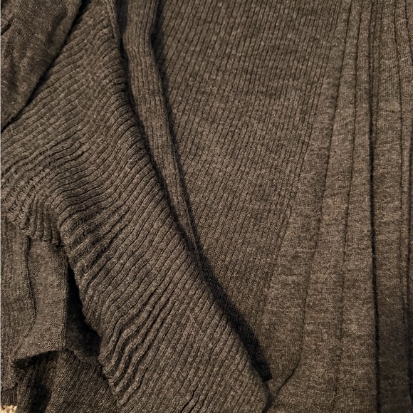 Open-Front Lightweight Draped Cardigan - Charcoal - Picture 4 of 5